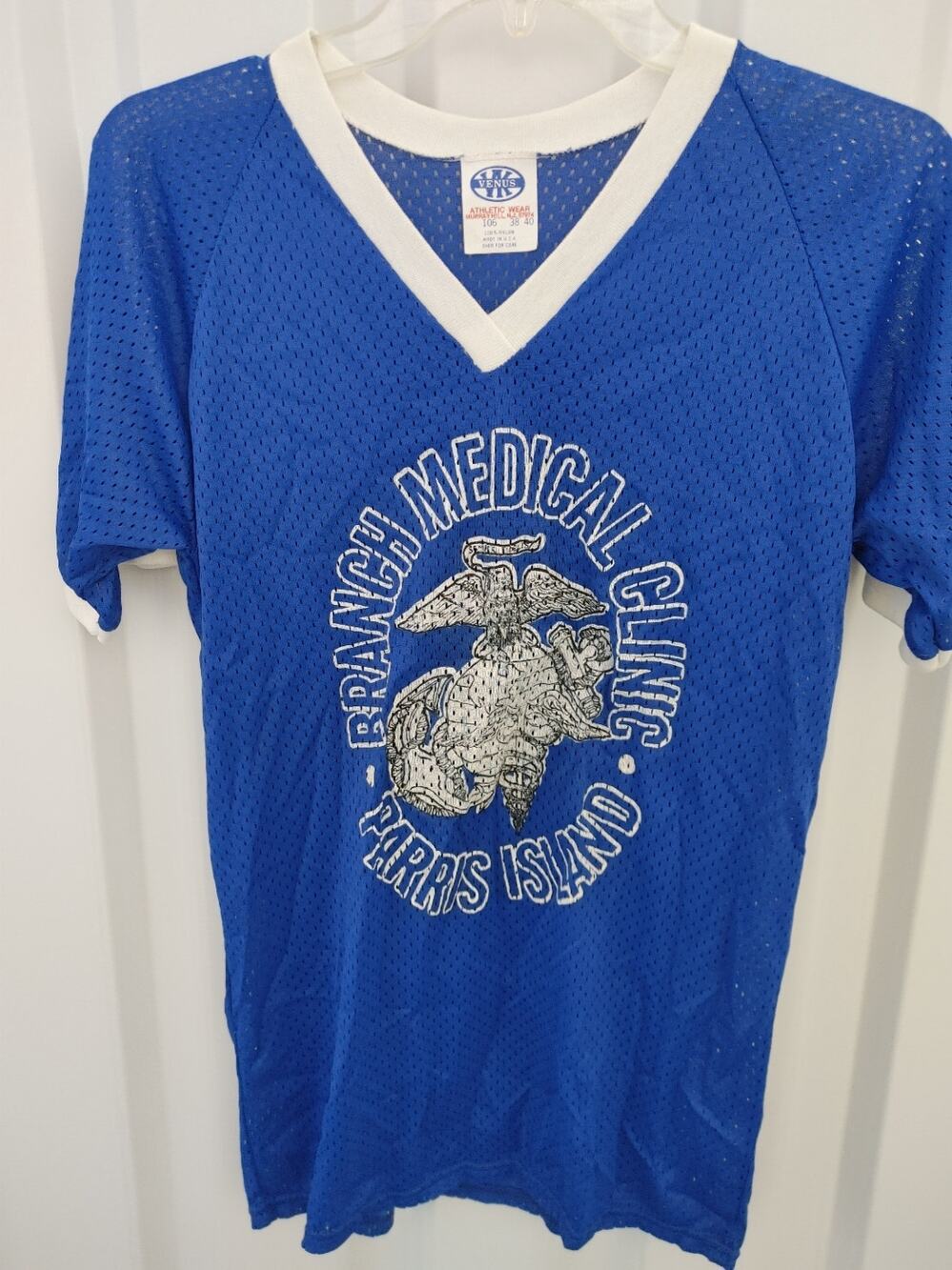 Vintage Mens Shirt Venus Athletic Wear Mesh Vneck Parris Island 38 40